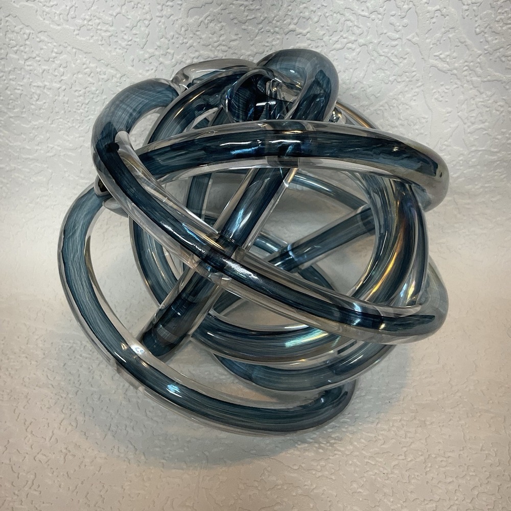 Large Hand-Blown Glass Infinity Knot Dculpture Modern Abstract Decor 7.75"x7.25" - Picture 10 of 15
